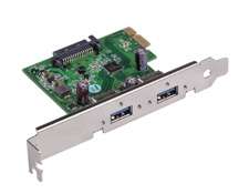 USB 3.0 PCIe 2.0 x 1 2 Port Card, #34-213